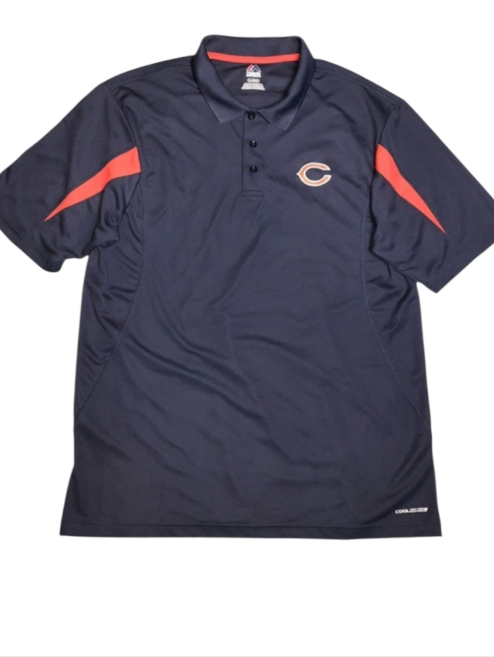 Majestic Cool Base Chicago Bears Navy Mesh Polo Shirt SZ XL